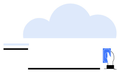 Hand holding card under cloud, representing cloud technology, digital payments, data storage, connectivity. Ideal for finance, cloud computing, innovation, digital security e-commerce tech