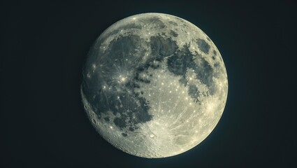Fototapeta premium Close-up shot of a luminous full moon showcasing bright features