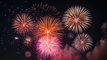 Naklejka premium A stunning exhibition of fireworks brightens the sky