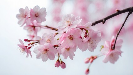 Fototapeta premium Blurred background with pink flowers.