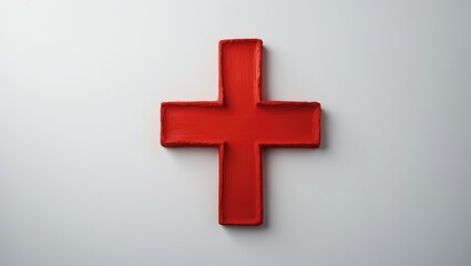 Obraz premium White background with a top view of a cross sign marked with a pen