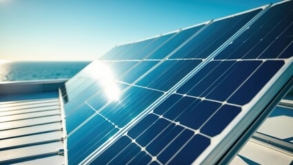 Obraz premium Flat roof photovoltaic panel setup
