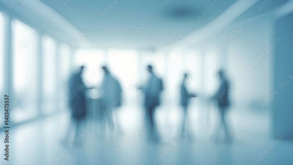Poster gorgeous light blue soft-focus background image showcasing a large corridor.