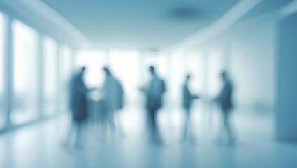 Gorgeous light blue soft-focus background image showcasing a large corridor.
