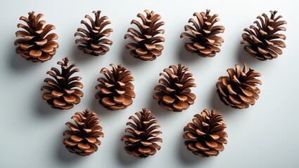 Isolated fir cones against a white backdrop
