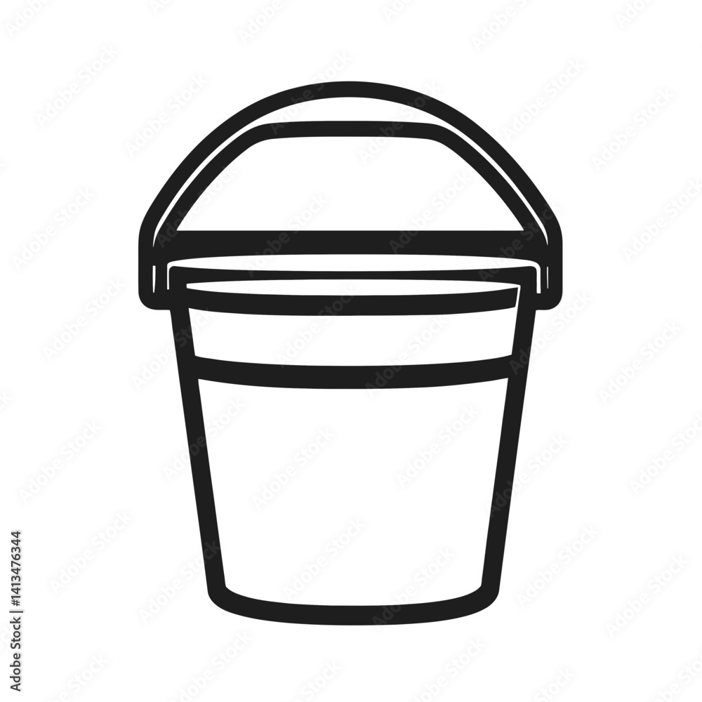 Poster Simple minimalist line icon representing a bucket suitable for various design purposes and applications