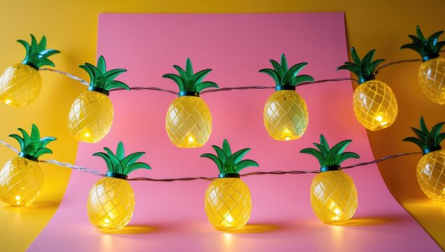 Background featuring garland lights in the shape of a pineapple