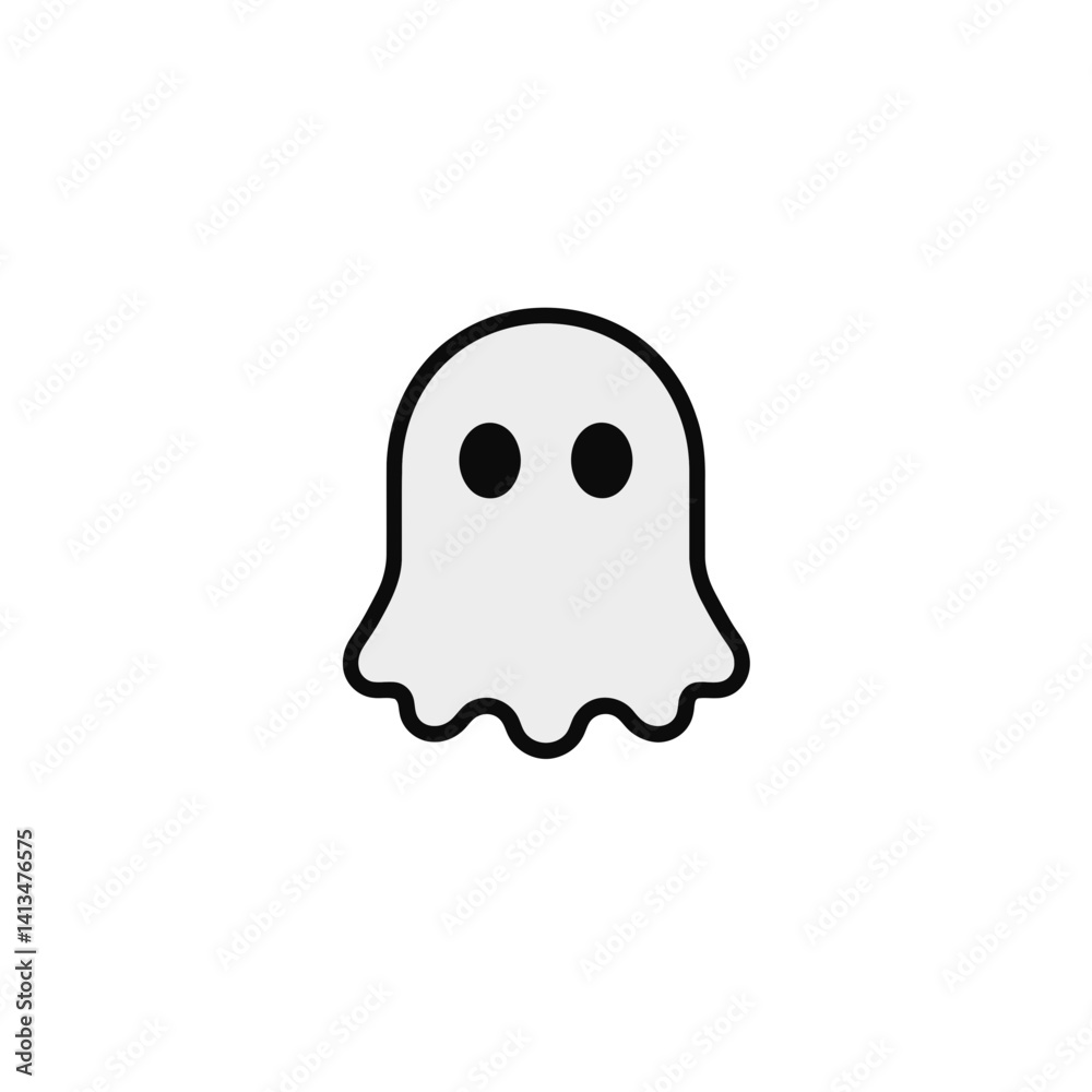 Poster Simple ghost icon created with a minimalist style in a single continuous line design showing playful and spooky elements