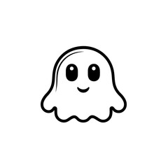 Minimalist ghost icon design featuring a simple and friendly outline for modern decor and Halloween themes