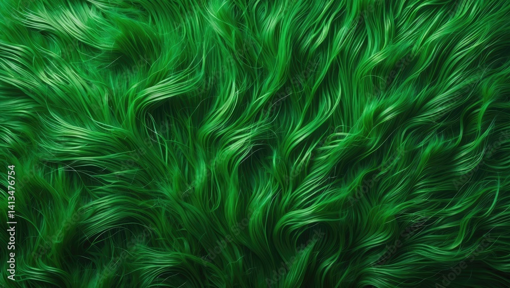 Poster synthetic emerald fur. soft texture for backdrop. woolen-like fiber material.