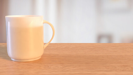 The coffee cup on wood table for hot drink concept 3d Rendering.