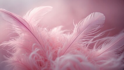 Obraz premium Cherry blossom pink feather fashion design background with a fluffy texture - Happy Valentine soft-focused photograph - Trends in fashion colors for Spring Summer