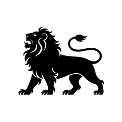 Lion head vector logo, Wild roaring lion king head tattoo set, Front and side view predator face, full lions heads icon black and white ink sketch silhouettes design, Eps, Ai, Svg format