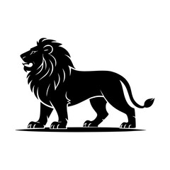 Lion head vector logo, Wild roaring lion king head tattoo set, Front and side view predator face, full lions heads icon black and white ink sketch silhouettes design, Eps, Ai, Svg format