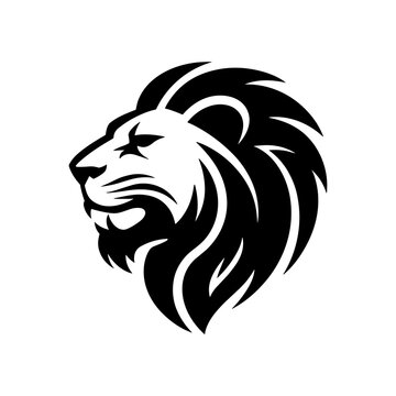 Lion head vector logo, Wild roaring lion king head tattoo set, Front and side view predator face, full lions heads icon black and white ink sketch silhouettes design, Eps, Ai, Svg format