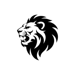 Lion head vector logo, Wild roaring lion king head tattoo set, Front and side view predator face, full lions heads icon black and white ink sketch silhouettes design, Eps, Ai, Svg format