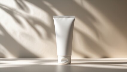 Minimalist packaging mockup featuring a hand cream tube with shadows, along with cosmetic and medicine bottle mockup