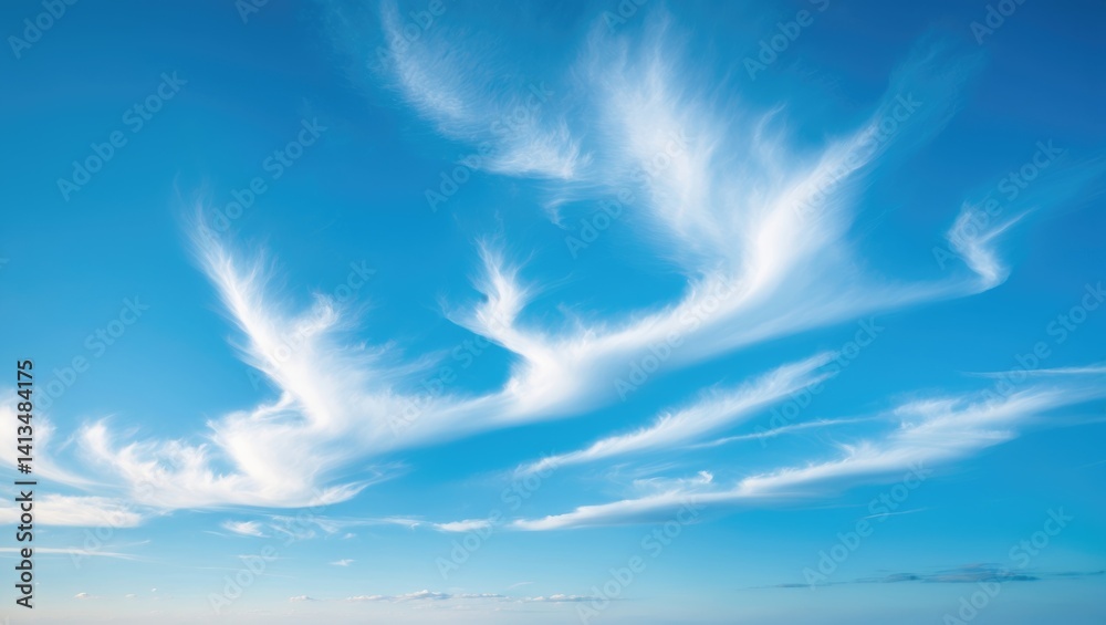 Wall mural cyan sky with clear bright white clouds in a calm abstract background