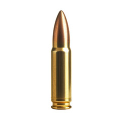 Detailed depiction of a brass bullet isolated on a transparent background showcasing its pointed tip and casing, bullet isolated on transparent background
