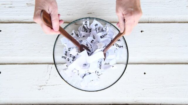 Word salad made up of words and phrases tossed in a bowl