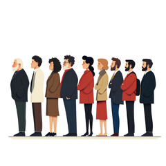 Obraz premium Diverse group of people standing together and waiting in a public setting during daylight hours, Diverse people standing and waiting