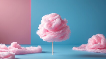 Cotton candy in a sweet pink hue against a backdrop