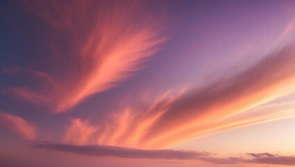 Fototapeta premium Evening Sunset Sky with Clouds and Sunlight During Twilight