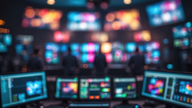 Studio at a TV station in an abstract blurred format.