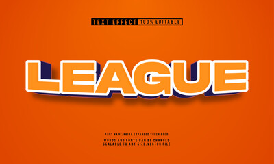 Editable League text effect in bold vector style, perfect for sports and game themes.