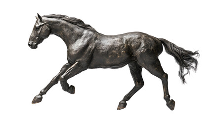 Fototapeta premium Elegant Black Horse in Motion A Stunning Sculpture of Power and Grace Perfect for Artistic an