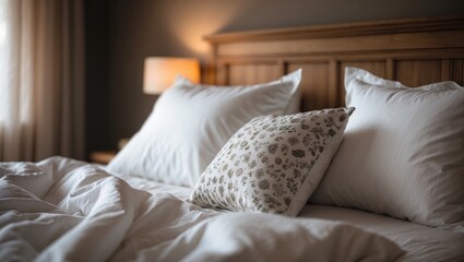 Background featuring a pillow on the bed in close-up.