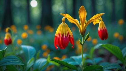 A stunning orange Jewelweed thriving naturally in a Forest.