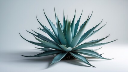 Obraz premium Isolated Agave plant on a background with clipping path. The Agave plant is tropical and drought-tolerant, featuring sharp thorns.