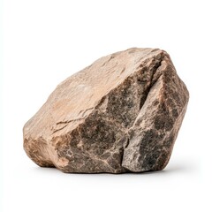 Fototapeta premium A rugged piece of heavy rock, showcasing its unique texture and strength against a clean white backdrop.