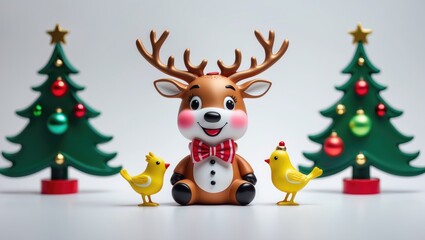 Reindeer Ornamentation, showcasing a joyful reindeer with antlers and a festive theme, ideal for holiday festivities and decoration.