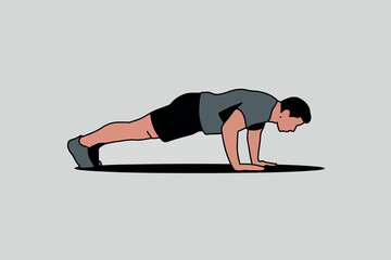 Man doing push-ups, physical exercise and sport concept