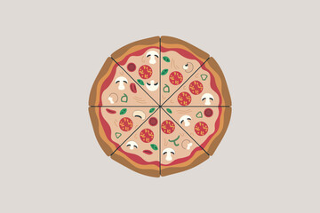 Vector illustration of a pizza, fast food concept