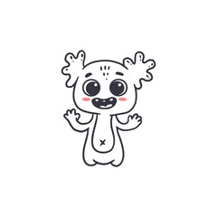 Cute cartoon monster on white background.Icon monster.Happy Alien.Coloring.Doodle Funny monster.Vector illustration
