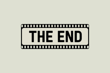 Vector illustration of old cinema film reel with text The End