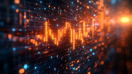 Fototapeta premium Visual representation of economic downturn with inflation charts and rising prices, showing financial risk, market trends, and recession impact 