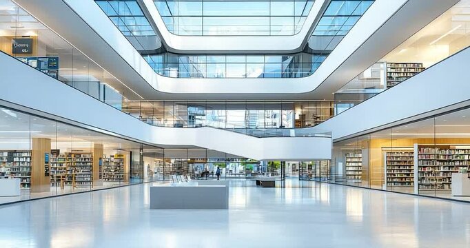 Modern multilevel building interior