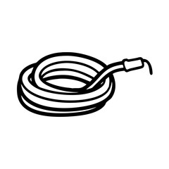 Garden hose icon coiled, practical gardening concept