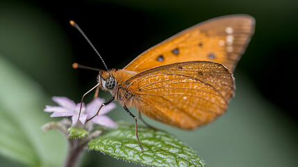 Obraz premium Vibrant orange butterfly on purple flower macro photography