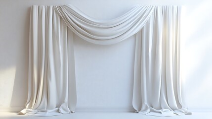 Elegant white drapes with white wall.