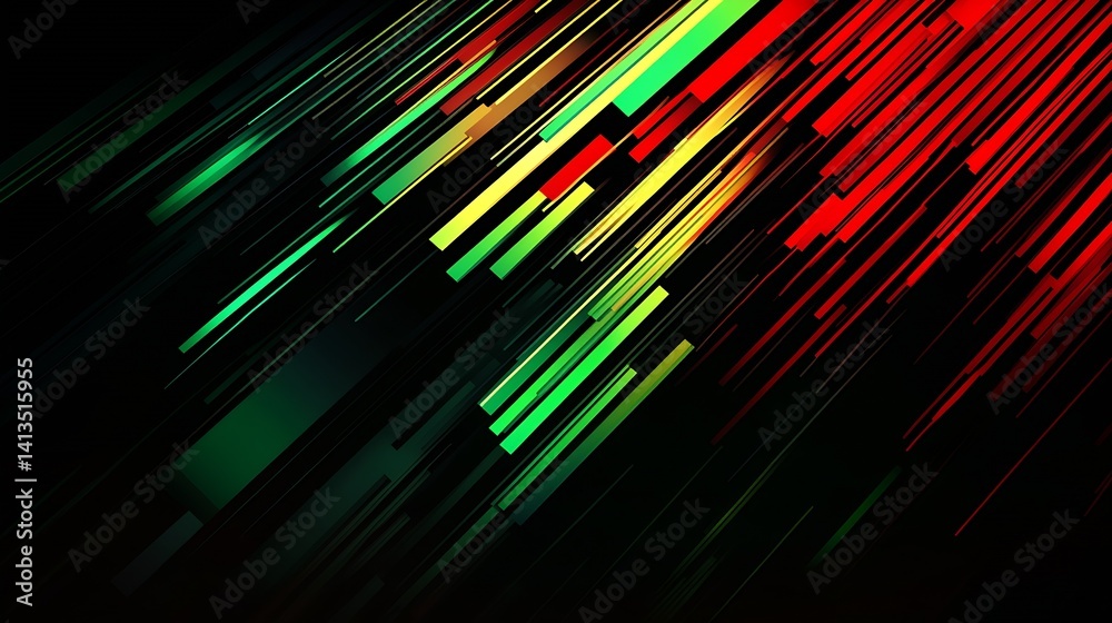 Poster Vibrant Abstract Background of Colorful Lines Creating a Dynamic Motion Effect in Green Red and Yellow : Generative AI