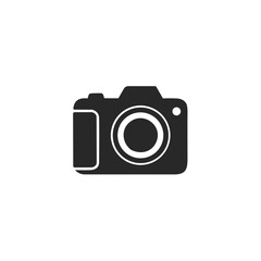 Black camera icon on a white background  
