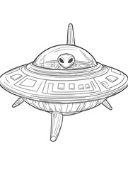Cartoon spaceship with alien