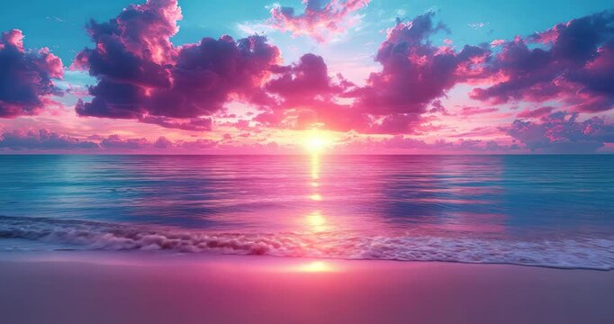 Pink sunset beach scenic