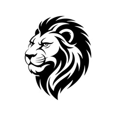 Lion head vector logo, Wild roaring lion king head tattoo set, Front and side view predator face, minimal lions heads icon black and white ink sketch silhouettes design, Eps, Ai, Svg format