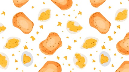 Seamless Pattern with Scrambled Eggs: Whimsical and Playful Design for Children's Projects